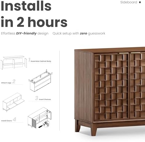 MALOL Fluted Sideboard Buffet Cabinet with Storage, 59" Wood Buffet Tabl...