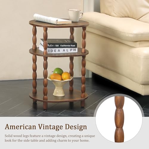 MaxSmeo Side Table, 3-Tier Small End Table, Modern Oval Night Stand Accent Ta...