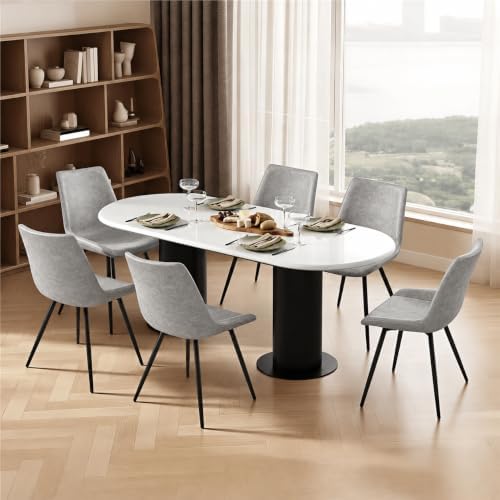 Yaheetech Dining Chairs Set of 6 Mid Century Modern Kitchen Chairs Gray