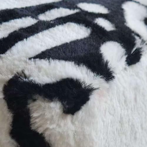 Zebra Print Velvet Ottoman, Plush Upholstered Footstool, Western Style | 16x1...
