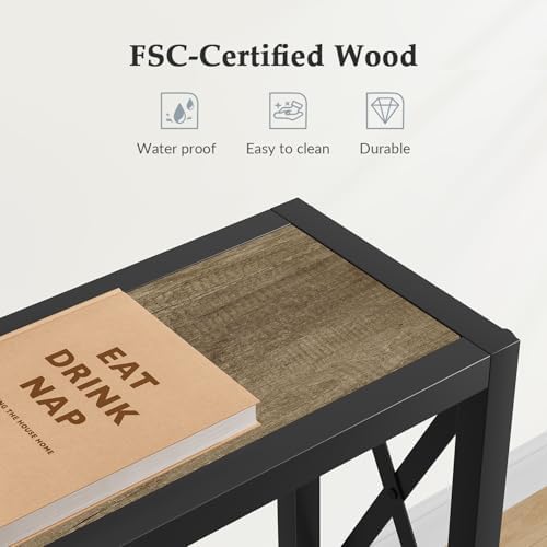 Gewudraw 70" Sofa Table Behind Couch with Socket-Narrow Console Table | ...