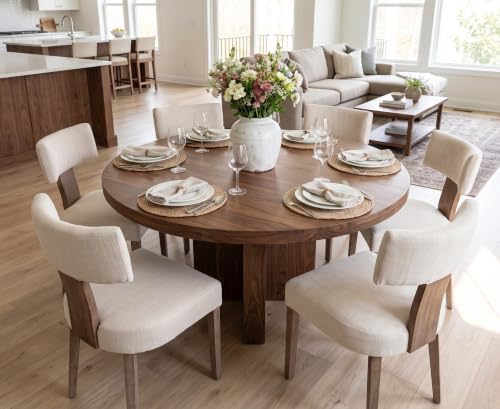 RIVOVA Mid Century Modern Dining Chairs Set of 4 Upholstered Linen Fabric Din...