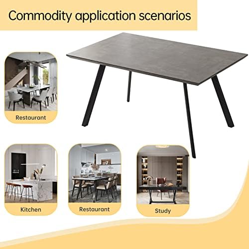 ZckyCine Modern Dining Table Set, 5-Piece, 46.5", 4 Upholstered Chairs