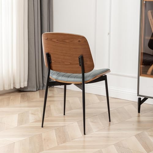 LUNLING Dining Chairs Set of 2,Mid Century Modern Retro Faux Leather Chair wi...