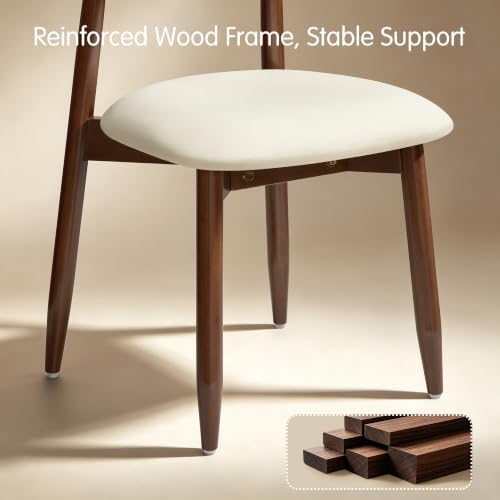 CHUN YI Dining Chairs Set of 6, Upholstered Solid Wood Dining Room Chairs