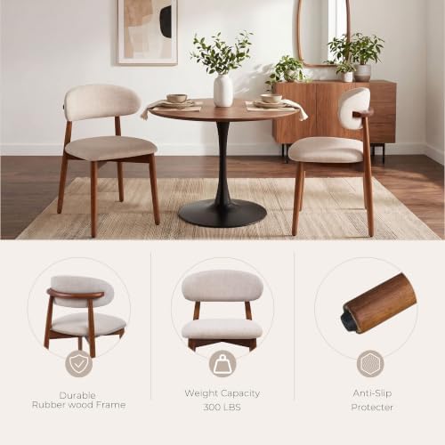 Dining Chairs Set of 4, Mid Century Modern Kitchen Chairs with Curve Back, Fa...
