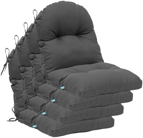 QILLOWAY Tufted Outdoor Chair Cushion Set of 4, Waterproof 43x20x4 Inch Non S...