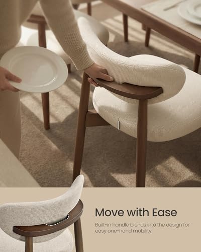 VASAGLE Wooden Dining Chairs Set of 4, Upholstered Kitchen Chairs | Solid Woo...