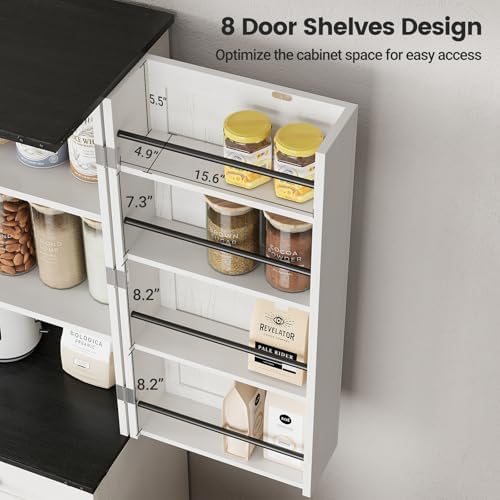 ELYKEN 72" Kitchen Pantry Storage Cabinet with Drawer, 3 Pull Out Shelve...