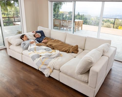 VANOMi Large Modular Sectional Sofa Bed, Comfy Couch Sleeper Ottoman, Beige |...