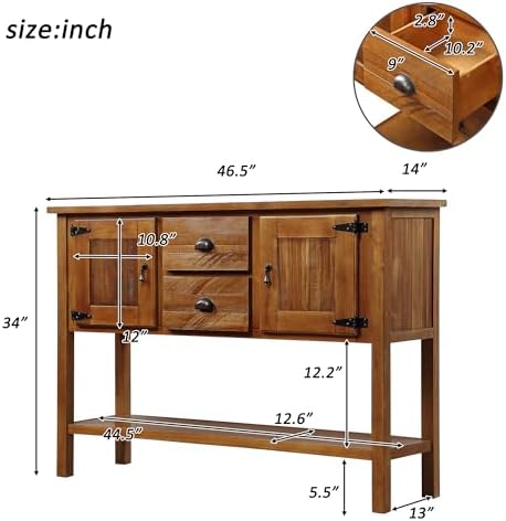 LKTART Solid Wood Sideboard Buffet Cabinet with Storage Drawers and Shelf