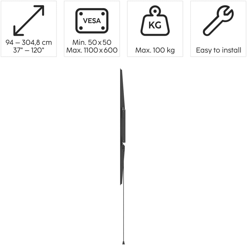Fixed TV Wall Mount Bracket 305 cm (120") up to 100 kg, Wall Distance 2....