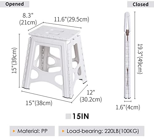 Folding Step Stool 15IN Tall Plastic Foldable Step Stool for Camping Picnic a...