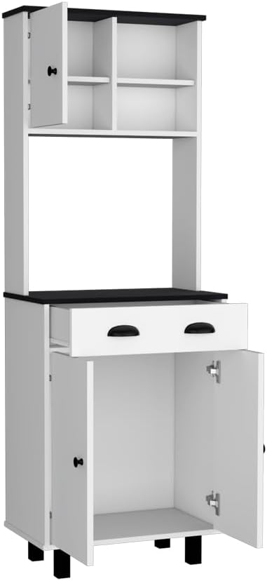Kitchen Pantry Naomi Kitchen White Black with Engineered Wood