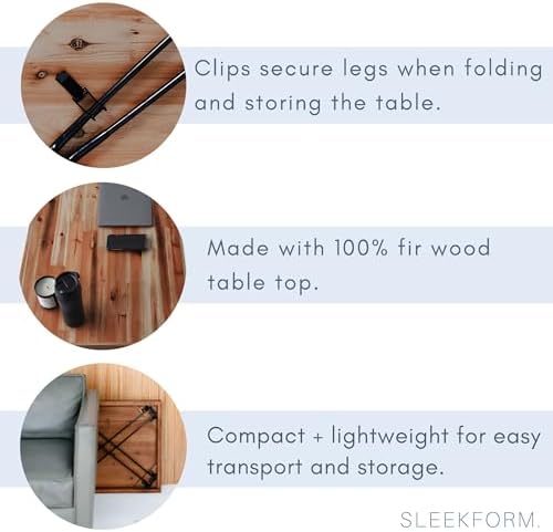 Sleekform Wood Folding Table - The Portland Lightweight Portable Desk