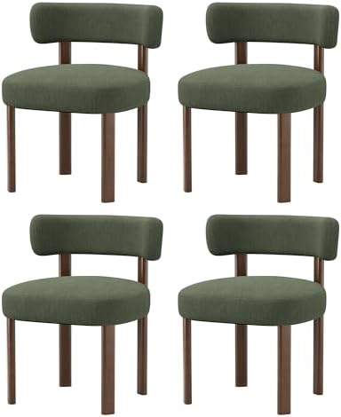 Wooden Dining Chairs Set of 4, Upholstered Kitchen Chairs with Solid Wood Leg...