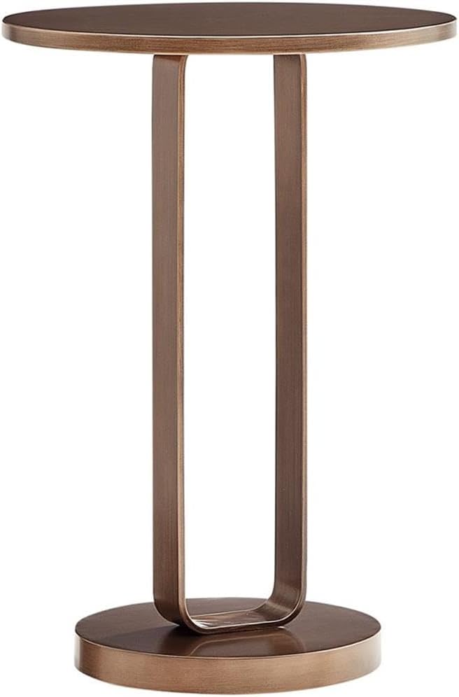 Pemberly Row Contemporary Round Accent Table, Antique Bronze Metal Finish, 15...