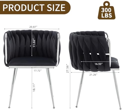 Velvet Dining Chairs Set of 4, Upholstered Dining Room Chairs with Metal Legs...