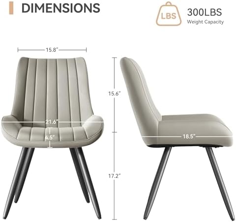Mid Century Modern Dining Chairs Set of 4, Soft Cushion Upholstered Fabric, L...