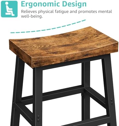 WINAZ Rustic Bar Stools, 24 Inch Barstools, Counter Height Stools with Footre...