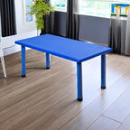 Costzon 47 x 23.5 Inch Rectangular Kids Table, Children School Activity Table for Reading Drawing Dining Playing, Multifunctional Plastic Table w/Steel Pipe, Toddler Furniture for Boys & Girls (Blue)