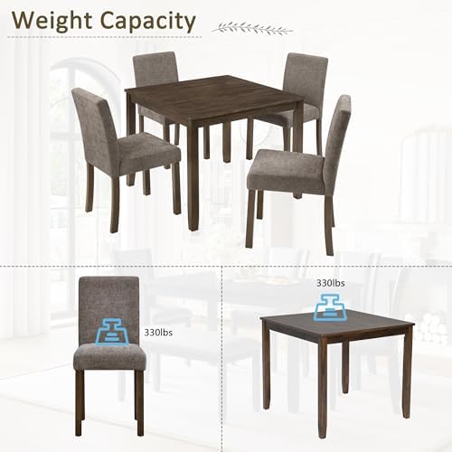 Harper & Bright Designs 5-Piece Dining Table Set with 4 Chairs, 34.5&quot...