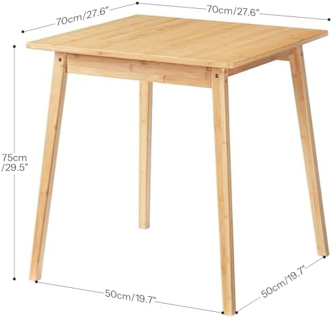 HOOBRO Bamboo Dining Table, Square Dining Table for 2, 27.6" Kitchen Tab...