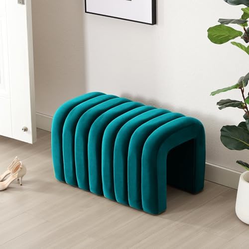 Flouki Velvet Ottoman Stools, Multifunctional Arch Ottomans, Makeup Vanity St...