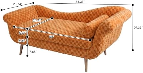ERYE Upholstered Left Facing Chaise Lounge Chair W/Scroll Arms and Wood Legs,...