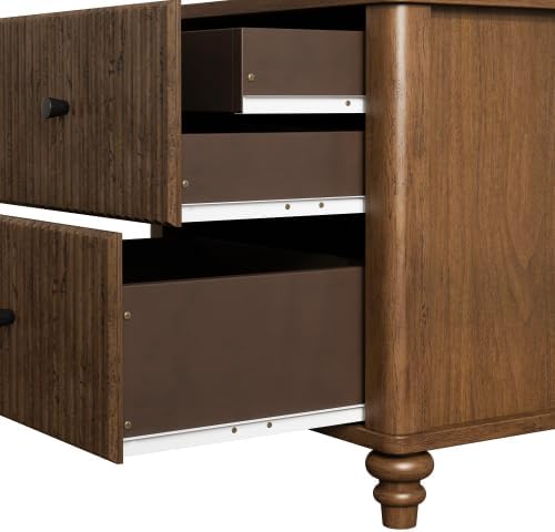 Fluted Nightstand, 21.65 Inch Wide Mid Century Modern Bedroom Side Table with...