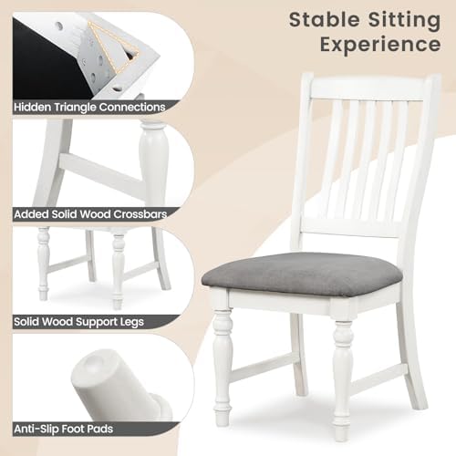 GIANTEX Wood Dining Chairs Set of 4, Farmhouse Kitchen Chairs, White