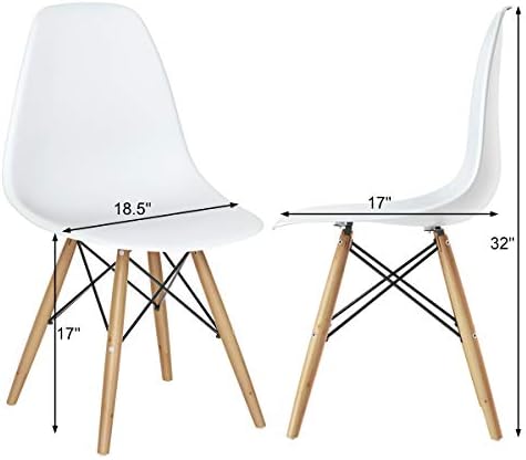 GIANTEX Dining Chairs Set of 2 White, Pre Assembled Dining Room Chairs