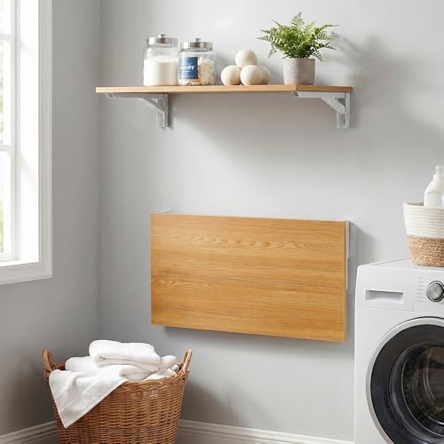 Need 36x20IN Wall Mounted Folding Table for Office Laundry Teak