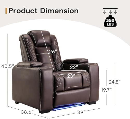 ANJ Power Home Theater Seating, PU Leather Electric Recliner Chair with Adjus...