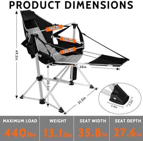 Romswi 2-Pack Aluminum Hammock Chair with Footrest, Oversized Portable Foldin...