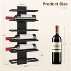 Hoctieon 6 Tier Wall Mount Wine Rack, Wall Mounted Wine Bottle Racks for Display and Storage, Hanging Bottle Holder for Living Room, Dining Room, Bar, Wine Cellar, Black