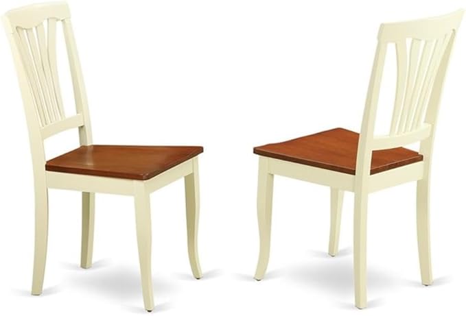 East West Furniture PLAV9-WHI-W 9 Piece Dining Set Includes an Oval Dining Room Table with Butterfly Leaf and 8 Wood Seat Chairs, 42x78 Inch, Buttermilk & Cherry