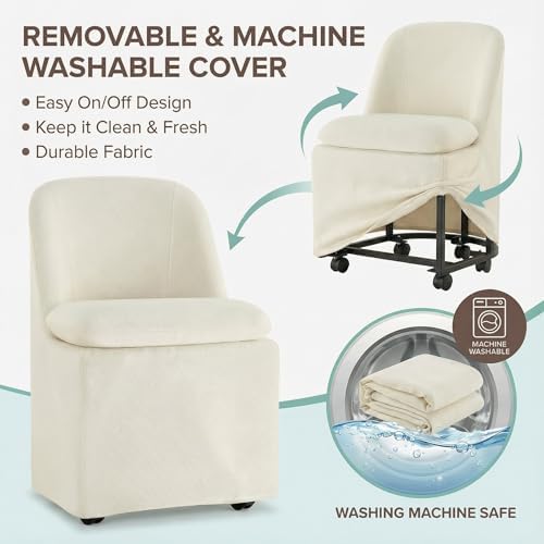 KISLOT Upholstered Dining Chairs Set of 4 with Hidden Casters, Modern Kitchen...