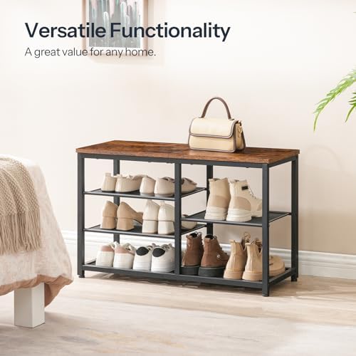HOOBRO Shoe Bench, 5-Tier Shoe Rack Bench with Mesh Shelves, Shoe Organizer, ...
