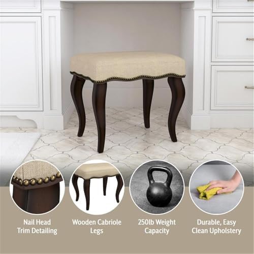 Hillsdale Hamilton Wood and Upholstered Backless Vanity Stool for Makeup Room...