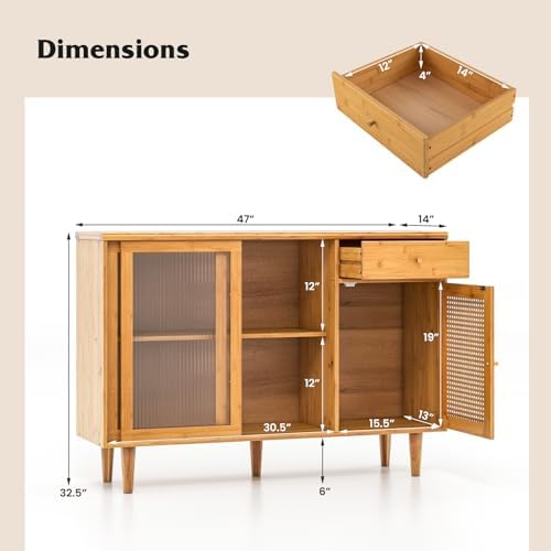 LOKO Modern Buffet Cabinet, Boho Coffee Bar Cabinet
