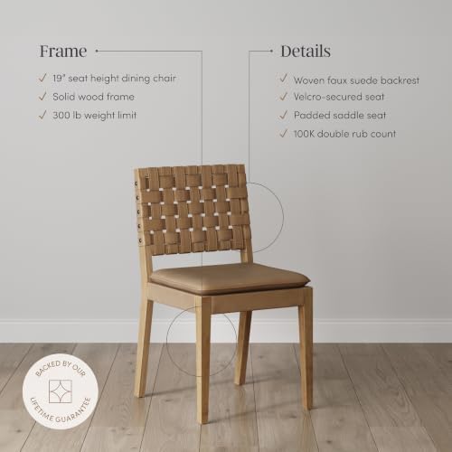Nathan James Cohen Wood Dining Chair, Mid-Century Modern Upholstered Side Cha...