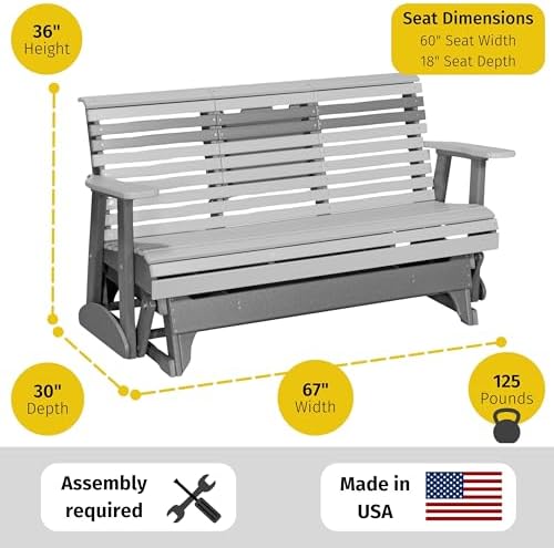 LuxCraft Plain Glider - 5' - Available in 14 Colors(Dove Grey on Slate)