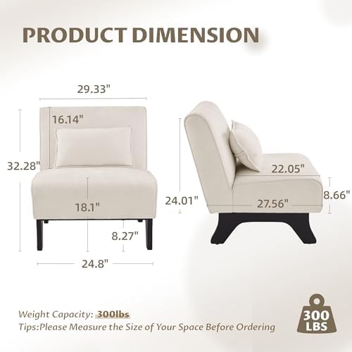 Armless Accent Chairs Set of 2 Upholstered Living Room Side Chairs | Comfy Sm...
