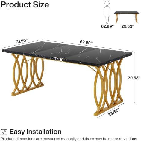 Tribesigns Modern Dining Table, 63" Large Kitchen Table for 4-6 People, ...