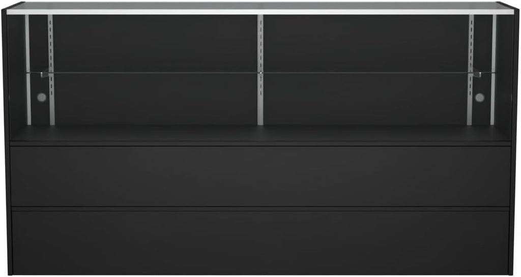 WISDOMFUR 5ft Black Display Showcase Cabinet with LED Lighting – Half Vision Retail Glass Display Case, 60" x 18" x 38", Sliding Locking Doors & Storage Shelves