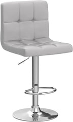 Yaheetech Bar Stools Set of 2, PU Leather Adjustable Barstools, Modern Counter Stools with Back and Footrest, Counter Height Barstools for Bar, Kitchen, Dining Room, Light Gray