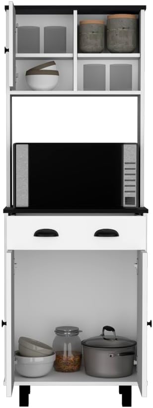 Kitchen Pantry Naomi Kitchen White Black with Engineered Wood