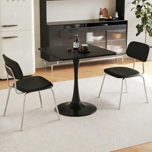 Square Dining Table, 24" Tulip Table (Black)