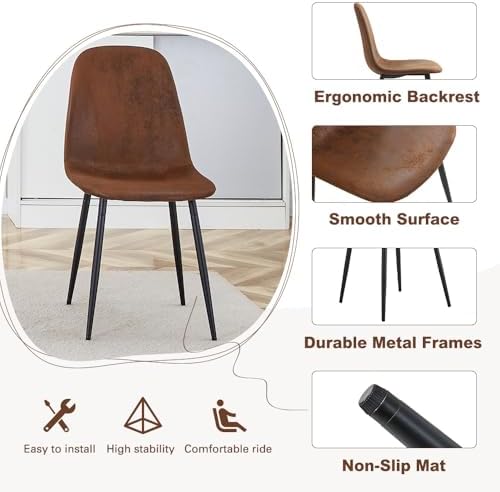 FURNITO Round Dining Table Set for 6, 42"-54" Round to Oval Extenda...
